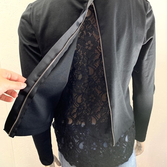 Alfred Sung Black Top with Lace Underlay Size S - Picture 8 of 11